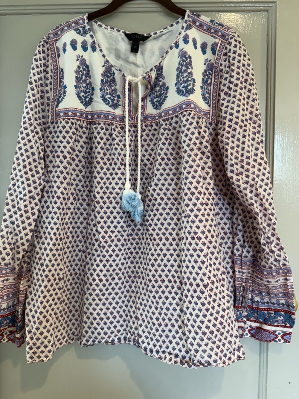 J CREW Women’s Tie Front Popover Top size 16T Tall EUC